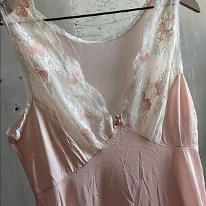 Vintage Pink Lace Trim Slip Dress